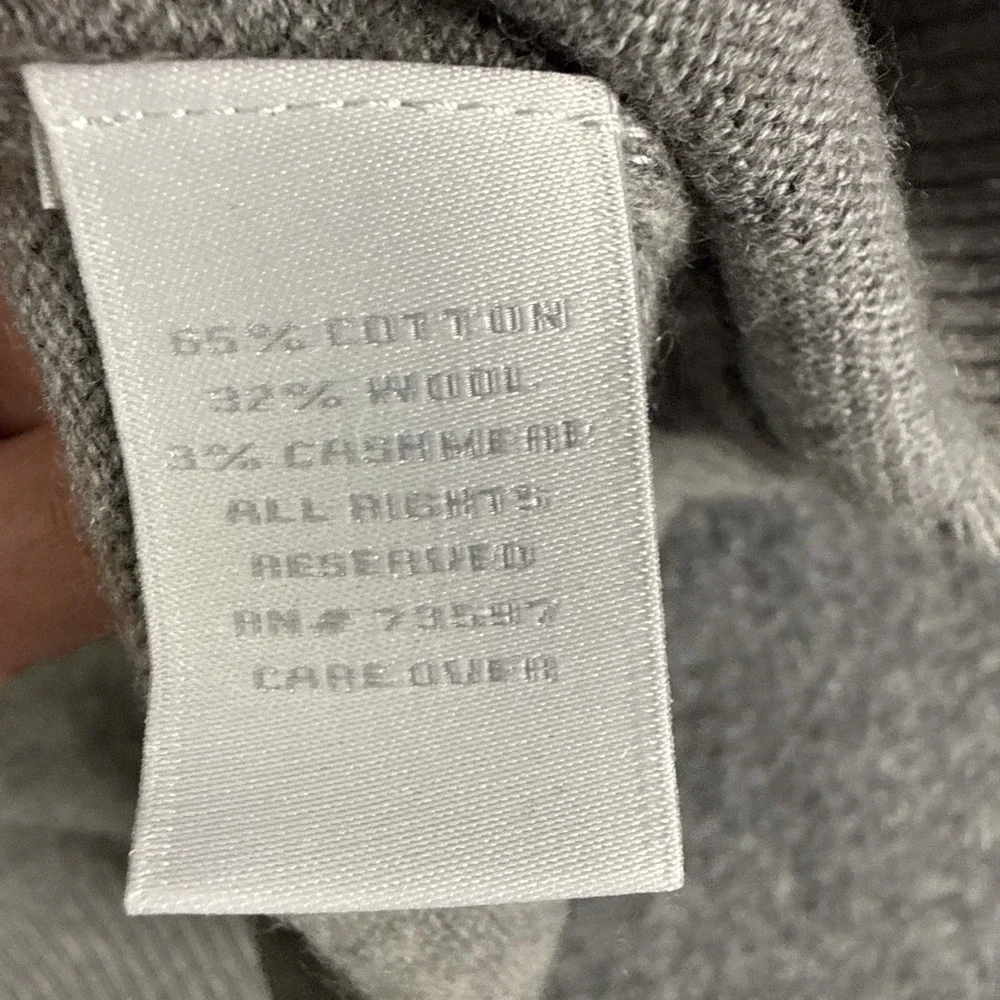 Raffi Men's Wool Cashmere Mock Neck Quarter Zip Sweater XL Gray Cable Knit